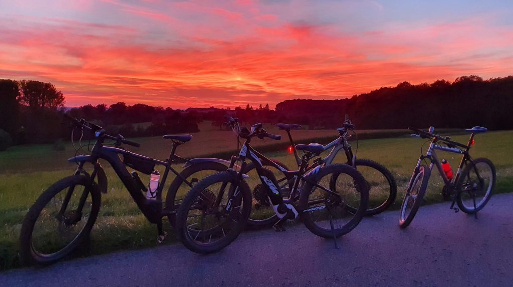 E Mountain Bikes at Sunset